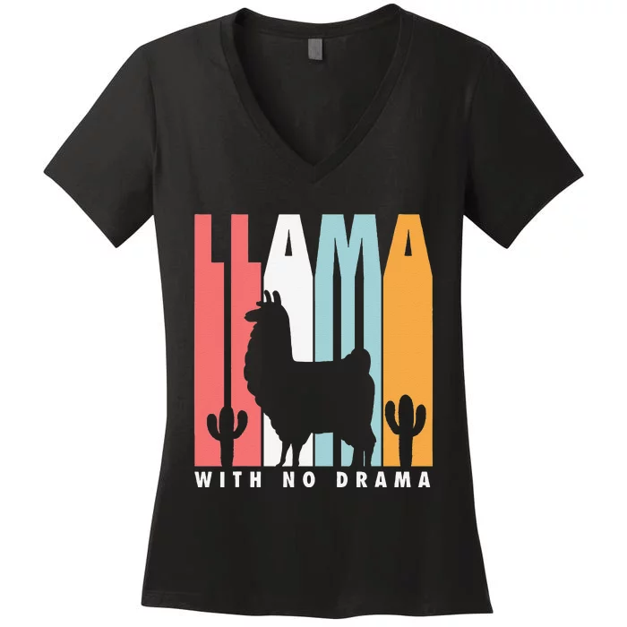 Llama With No Drama No Drama Llama Women's V-Neck T-Shirt