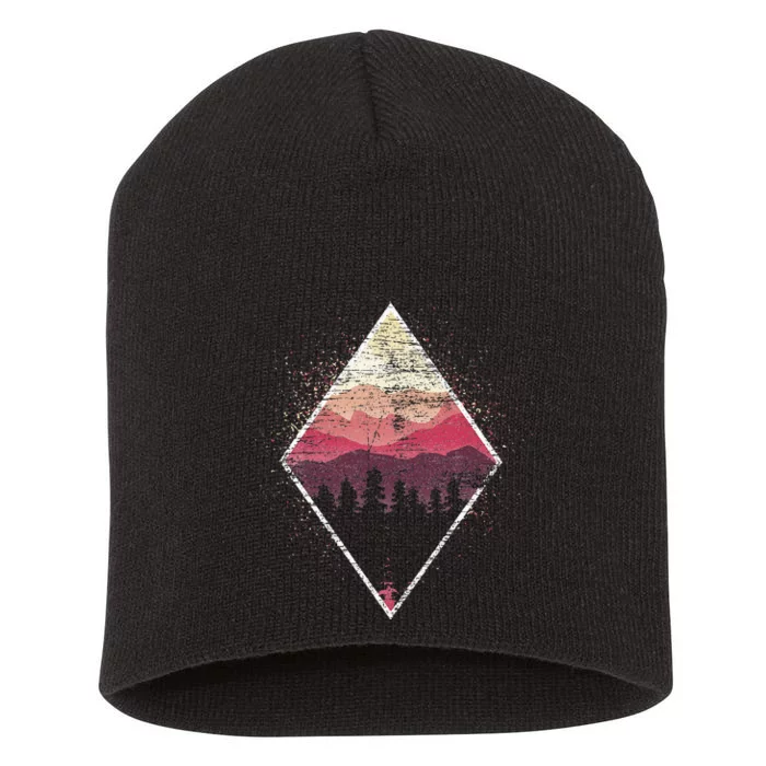 Landscape Wildlife Nature Outdoor Mountains Trees Forest Short Acrylic Beanie