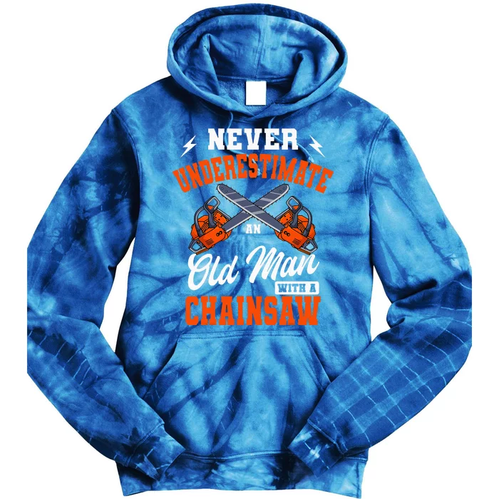 Lumberjack Woodcutter Old Man Chainsaw Tie Dye Hoodie