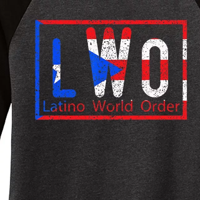 Latino World Order Puerto Rico Blue And Red Women's Tri-Blend 3/4-Sleeve Raglan Shirt