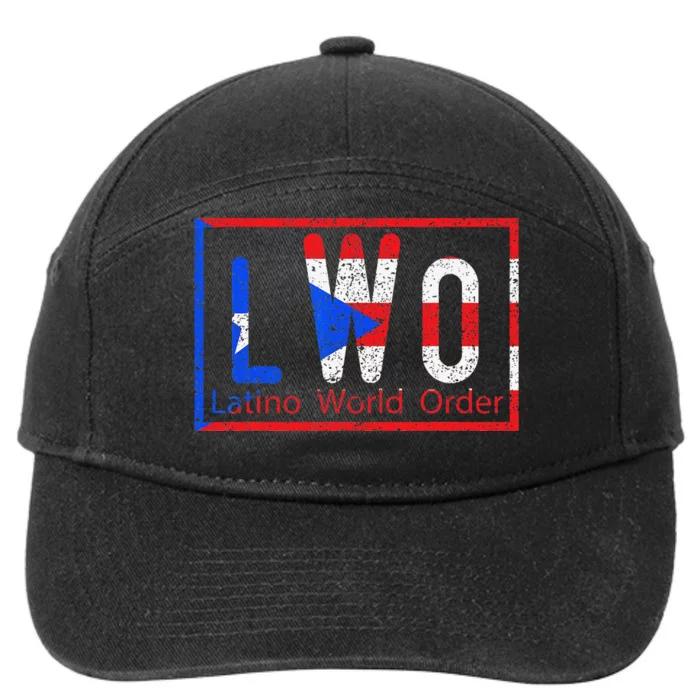 Latino world order Puerto Rico blue and red 7-Panel Snapback Hat