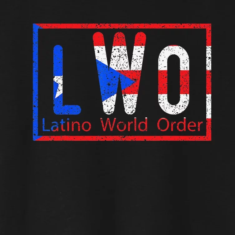 Latino world order Puerto Rico blue and red Women's Crop Top Tee