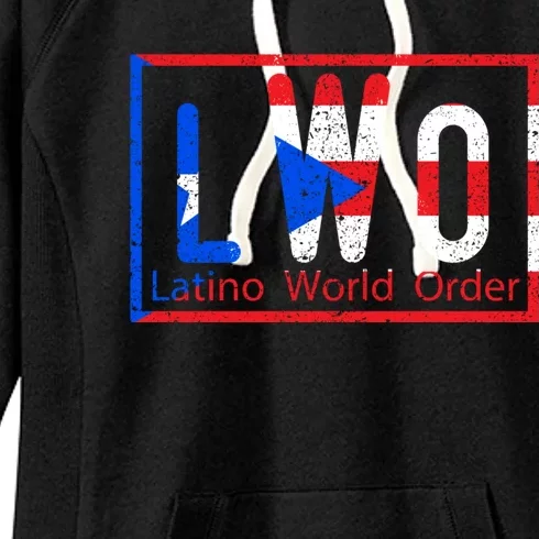 Latino World Order Puerto Rico Blue And Red Women's Fleece Hoodie