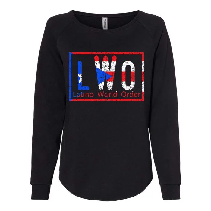 Latino World Order Puerto Rico Blue And Red Womens California Wash Sweatshirt