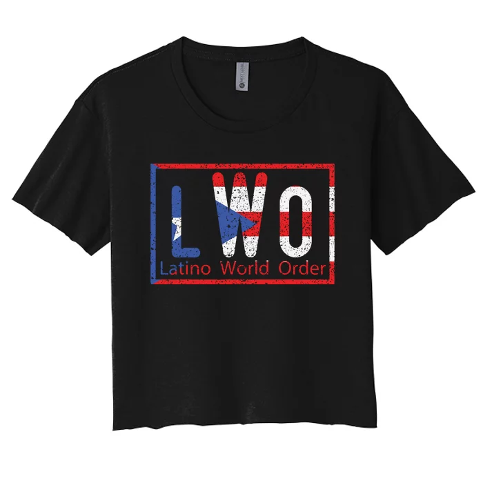 Latino World Order Puerto Rico Blue And Red Women's Crop Top Tee