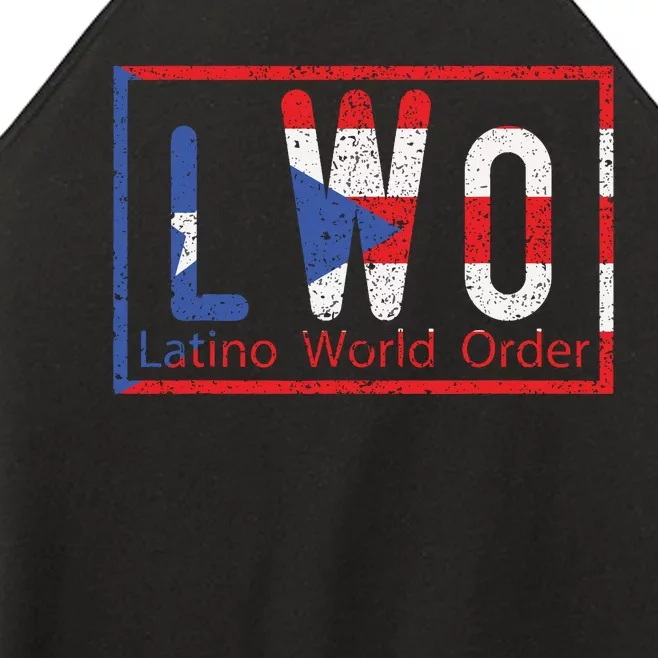 Latino World Order Puerto Rico Blue And Red Women’s Perfect Tri Rocker Tank