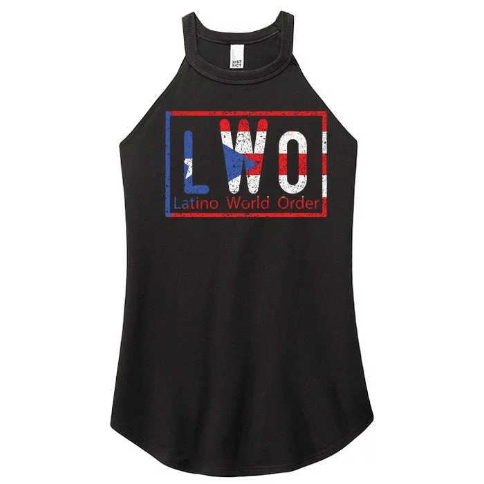 Latino World Order Puerto Rico Blue And Red Women’s Perfect Tri Rocker Tank