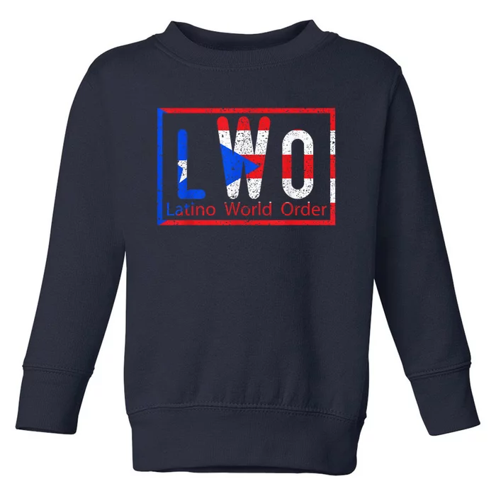 Latino world order Puerto Rico blue and red Toddler Sweatshirt