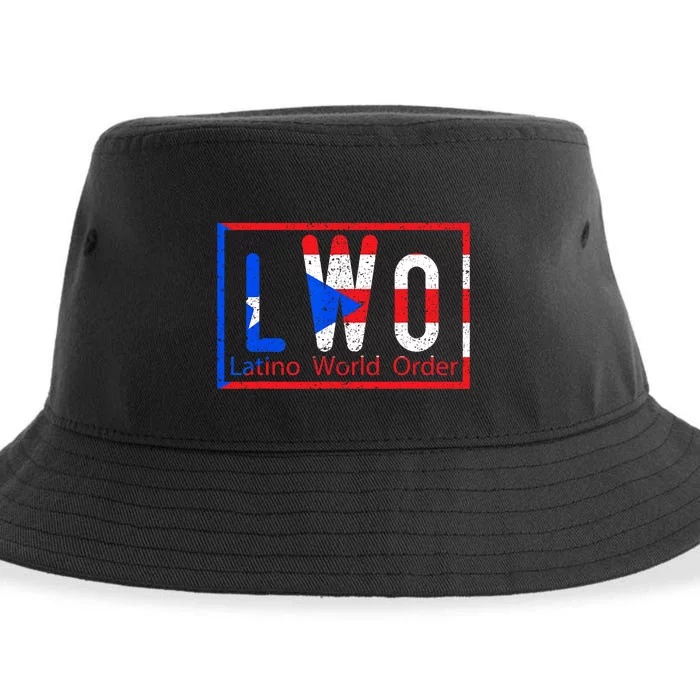 Latino World Order Puerto Rico Blue And Red Sustainable Bucket Hat