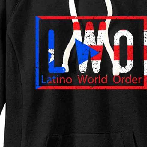 Latino World Order Puerto Rico Blue And Red Women's Fleece Hoodie