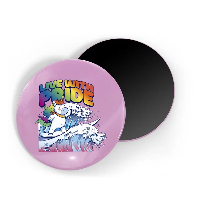 Live With Pride LGBTQ Unicorn Surfing Magnet