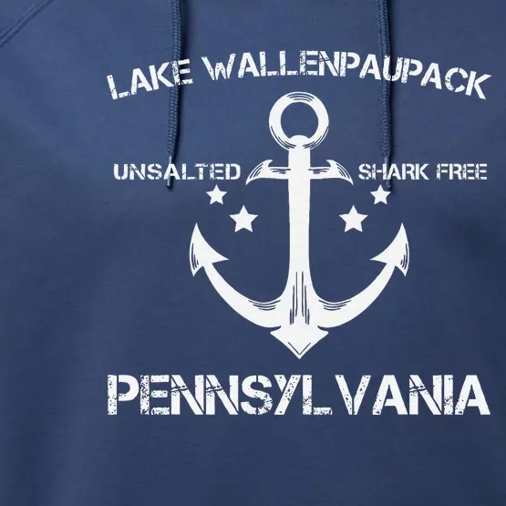 Lake Wallenpaupack Pennsylvania Funny Fishing Camping Gift Performance Fleece Hoodie