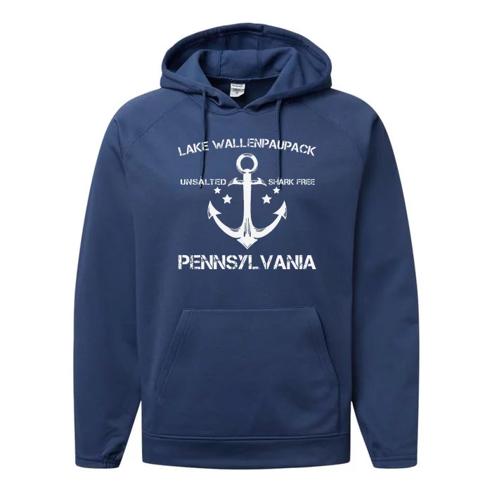 Lake Wallenpaupack Pennsylvania Funny Fishing Camping Gift Performance Fleece Hoodie