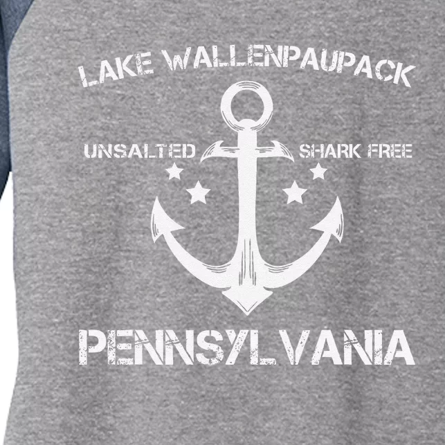 Lake Wallenpaupack Pennsylvania Funny Fishing Camping Gift Women's Tri-Blend 3/4-Sleeve Raglan Shirt