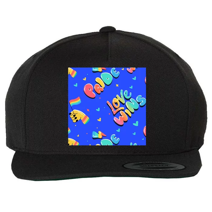 Love Wins Pride Month Rainbow Flag Wool Snapback Cap