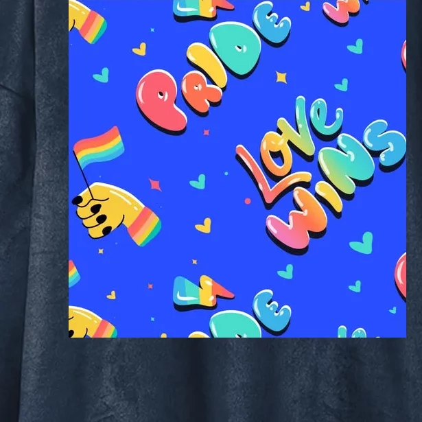 Love Wins Pride Month Rainbow Flag Hooded Wearable Blanket