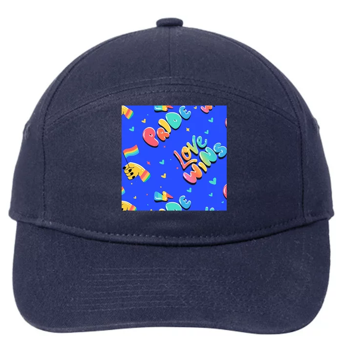 Love Wins Pride Month Rainbow Flag 7-Panel Snapback Hat