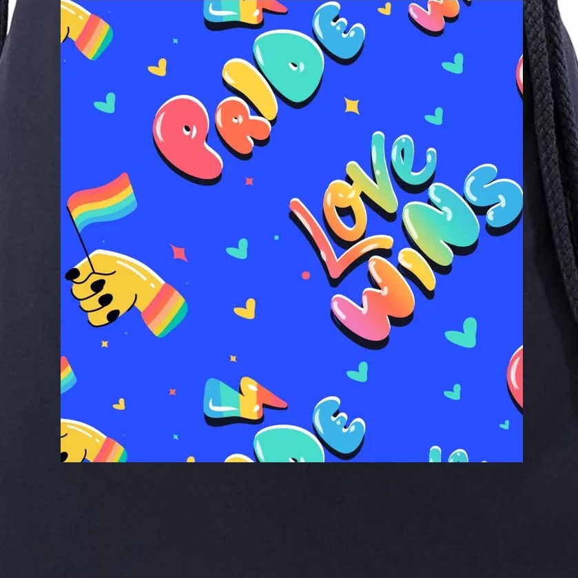 Love Wins Pride Month Rainbow Flag Drawstring Bag