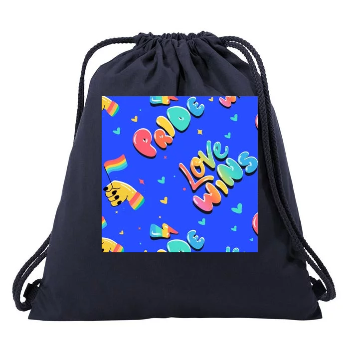 Love Wins Pride Month Rainbow Flag Drawstring Bag