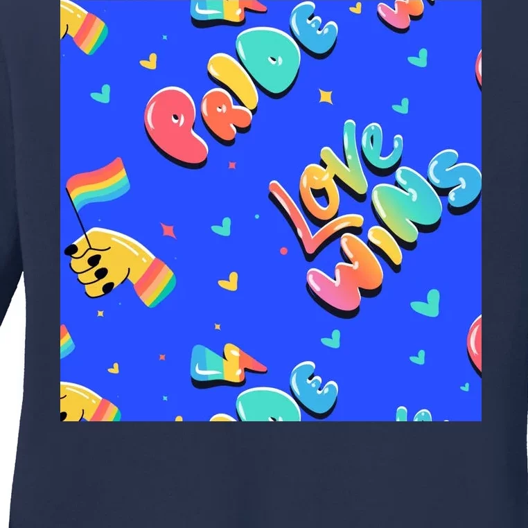 Love Wins Pride Month Rainbow Flag Ladies Long Sleeve Shirt