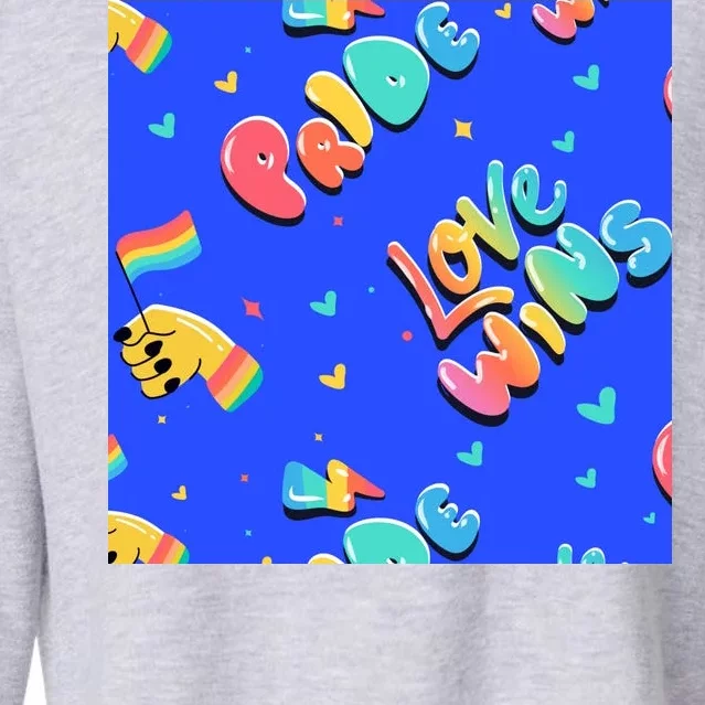 Love Wins Pride Month Rainbow Flag Cropped Pullover Crew