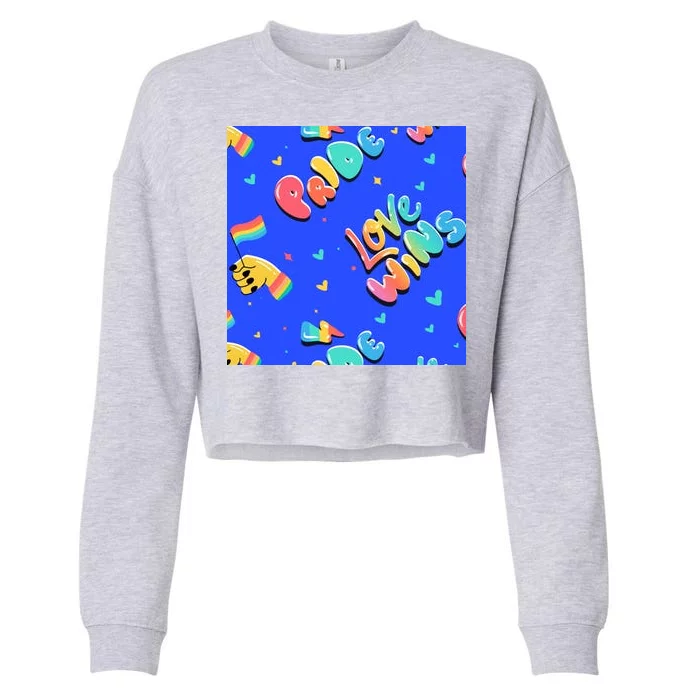 Love Wins Pride Month Rainbow Flag Cropped Pullover Crew