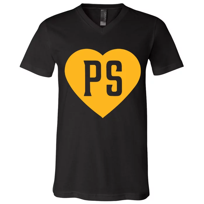 Leodalis Wearing Peter Seidler Heart V-Neck T-Shirt