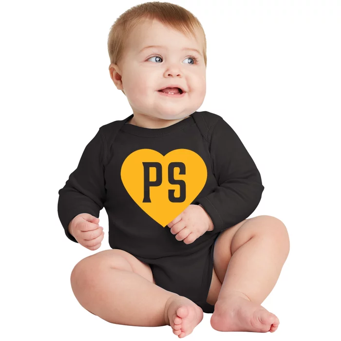 Leodalis Wearing Peter Seidler Heart Baby Long Sleeve Bodysuit