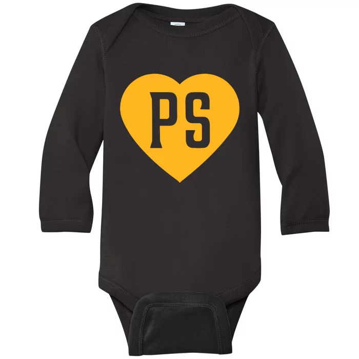 Leodalis Wearing Peter Seidler Heart Baby Long Sleeve Bodysuit