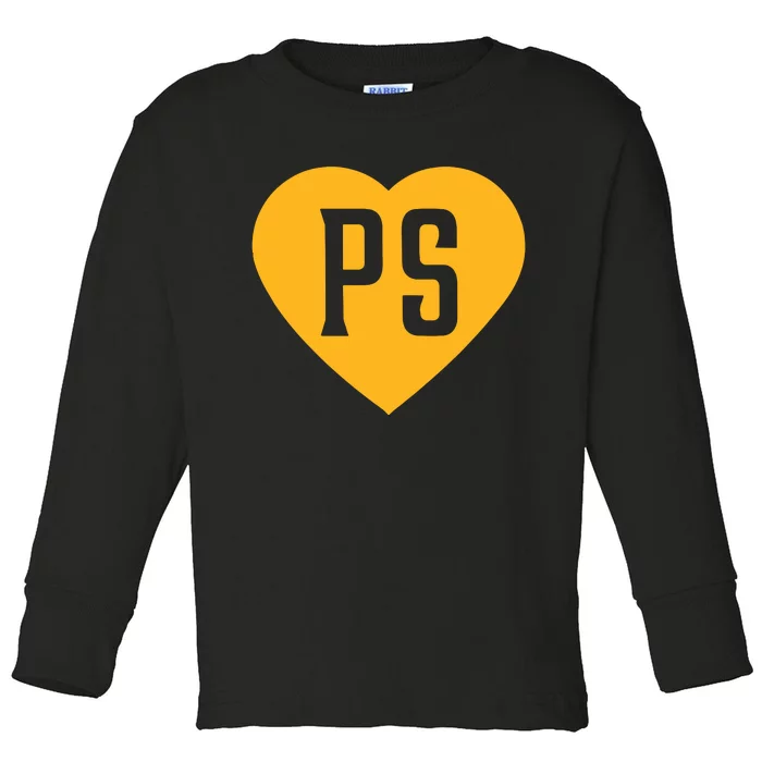 Leodalis Wearing Peter Seidler Heart Toddler Long Sleeve Shirt