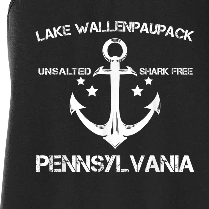 Lake Wallenpaupack Pennsylvania Funny Fishing Camping Gif Women's Racerback Tank