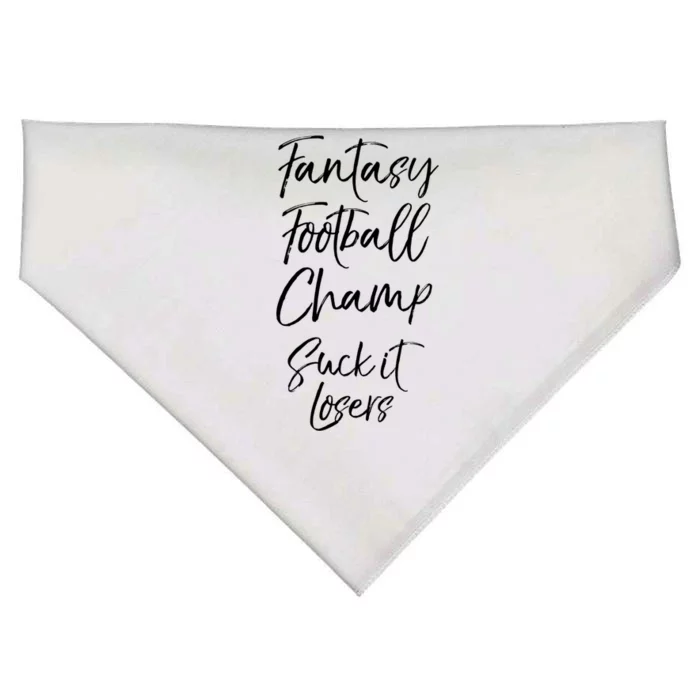 League Winner Quote Fantasy Football Champ Suck It Losers Gift USA-Made Doggie Bandana