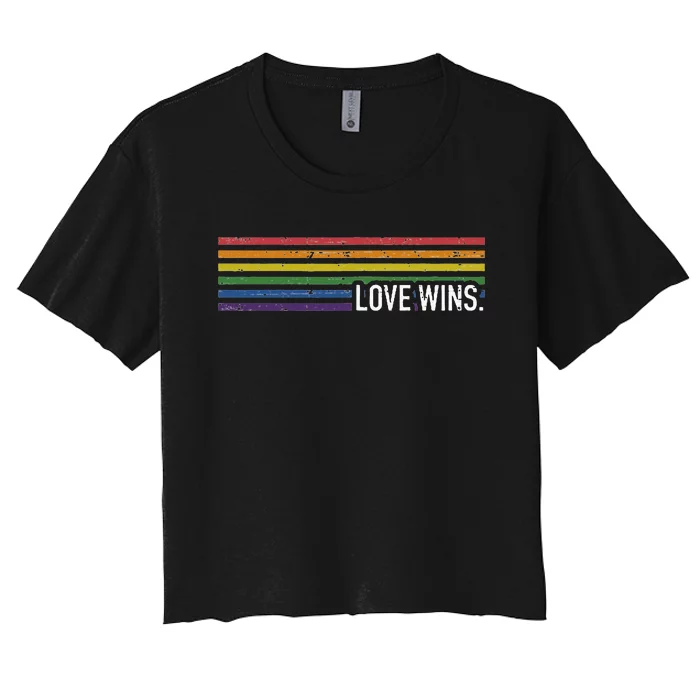 Love With Rainbow Flag Wins For Gay And Lesbian Support Women's Crop Top Tee