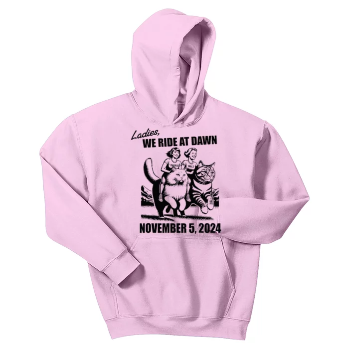 Ladies We Ride At Dawn Harris Walz 2024 President Election Kids Hoodie