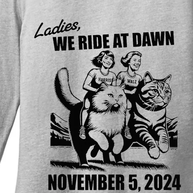 Ladies We Ride At Dawn Harris Walz 2024 President Election Womens CVC Long Sleeve Shirt