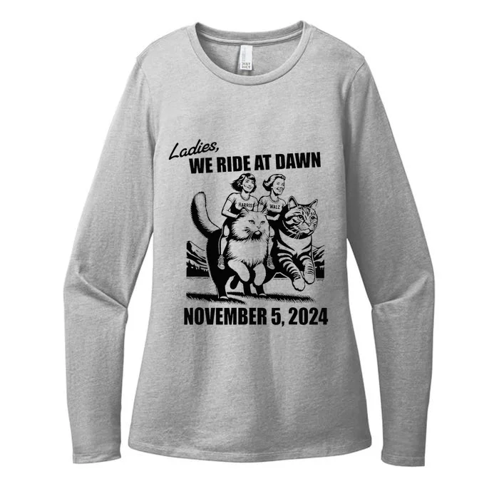 Ladies We Ride At Dawn Harris Walz 2024 President Election Womens CVC Long Sleeve Shirt