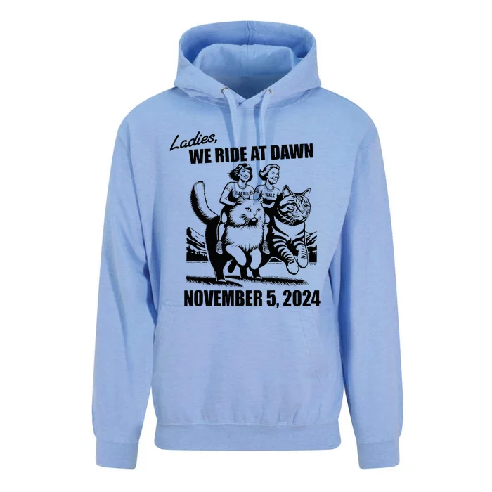 Ladies We Ride At Dawn Harris Walz 2024 President Election Unisex Surf Hoodie