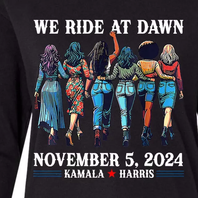 Ladies We Ride At Dawn November 5 2024 Cat Lady Womens Cotton Relaxed Long Sleeve T-Shirt