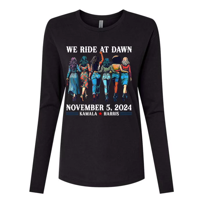 Ladies We Ride At Dawn November 5 2024 Cat Lady Womens Cotton Relaxed Long Sleeve T-Shirt