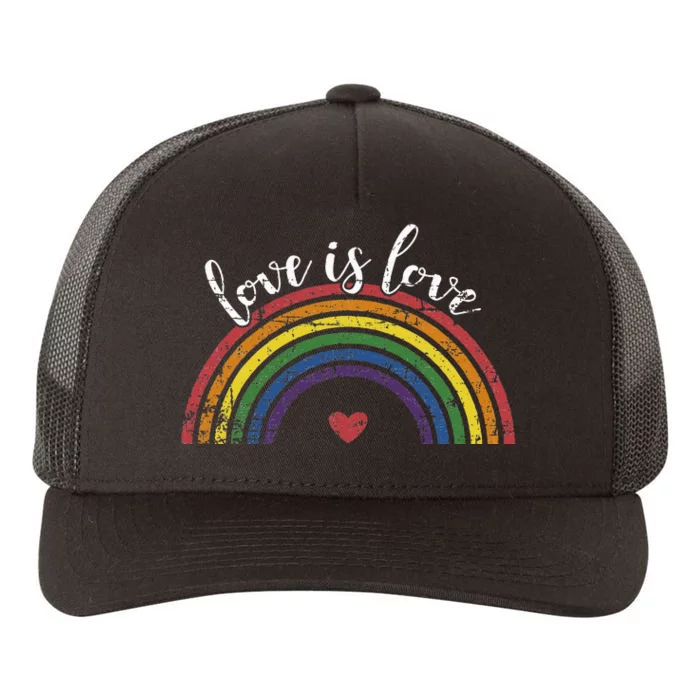 Love With Rainbow Flag For LGBT Pride Month Yupoong Adult 5-Panel Trucker Hat