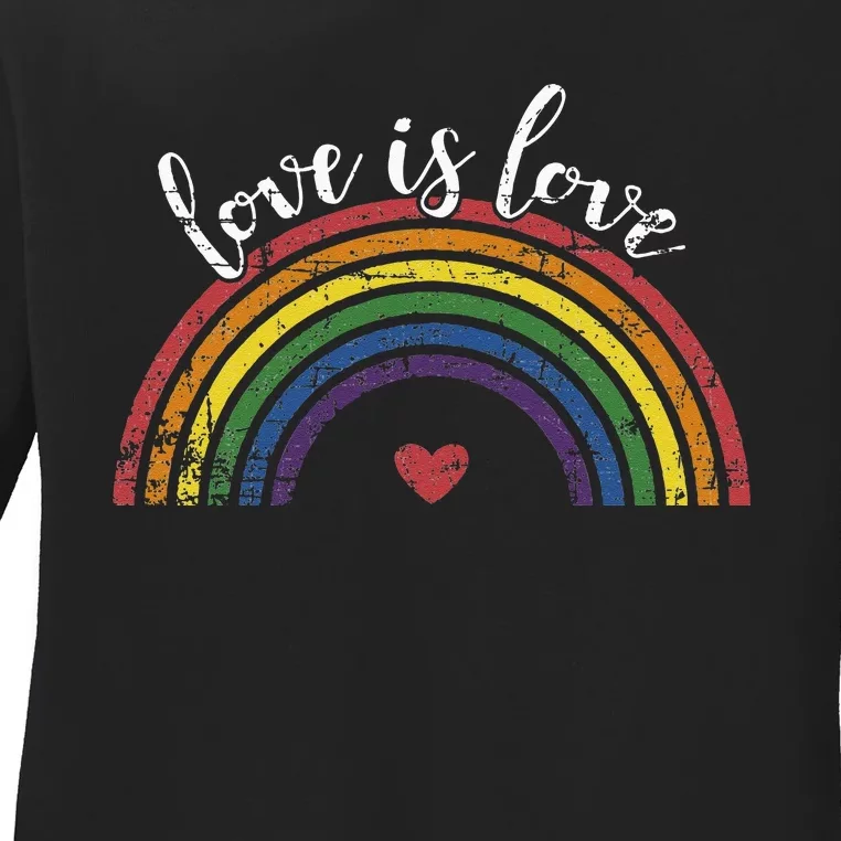 Love With Rainbow Flag For LGBT Pride Month Ladies Long Sleeve Shirt