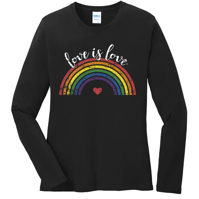 Love With Rainbow Flag For LGBT Pride Month Ladies Long Sleeve Shirt