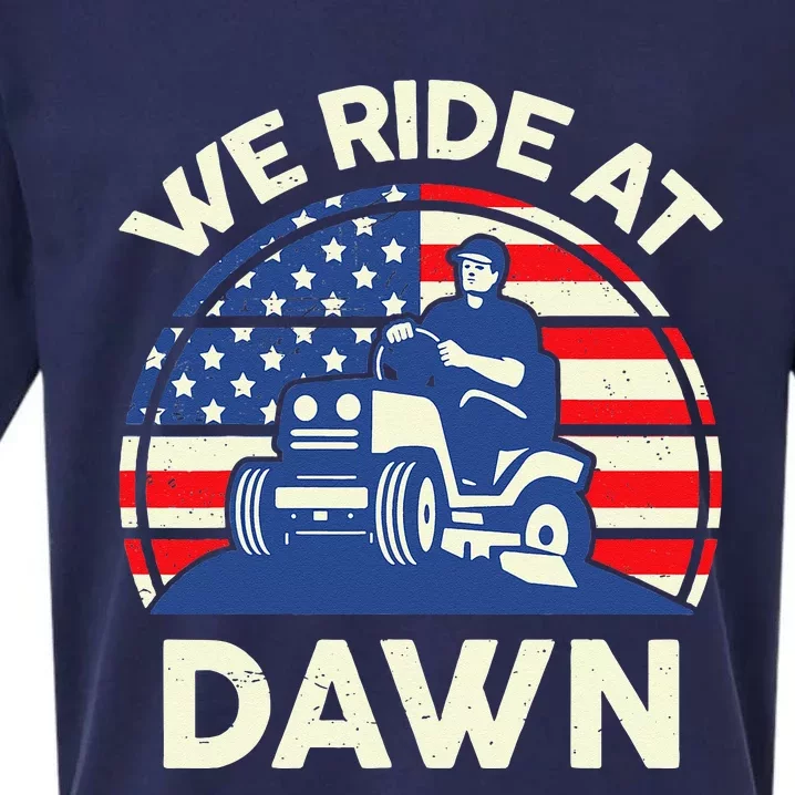 LawnMowing We Ride At Dawn LawnMower Sueded Cloud Jersey T-Shirt