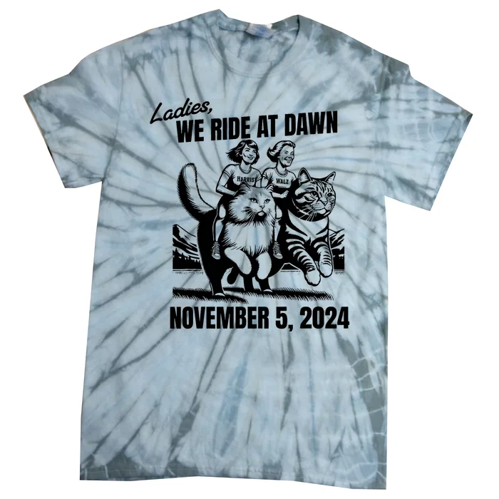 Ladies We Ride At Dawn November 5 2024 Cat Lady Election Tie-Dye T-Shirt