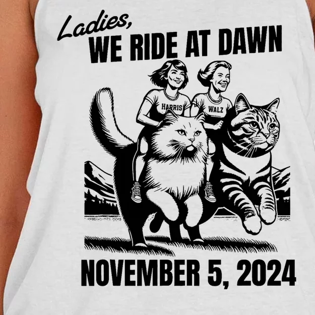 Ladies We Ride At Dawn November 5 2024 Cat Lady Election Women's Knotted Racerback Tank