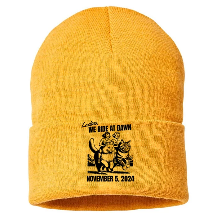 Ladies We Ride At Dawn November 5 2024 Cat Lady Election Sustainable Knit Beanie