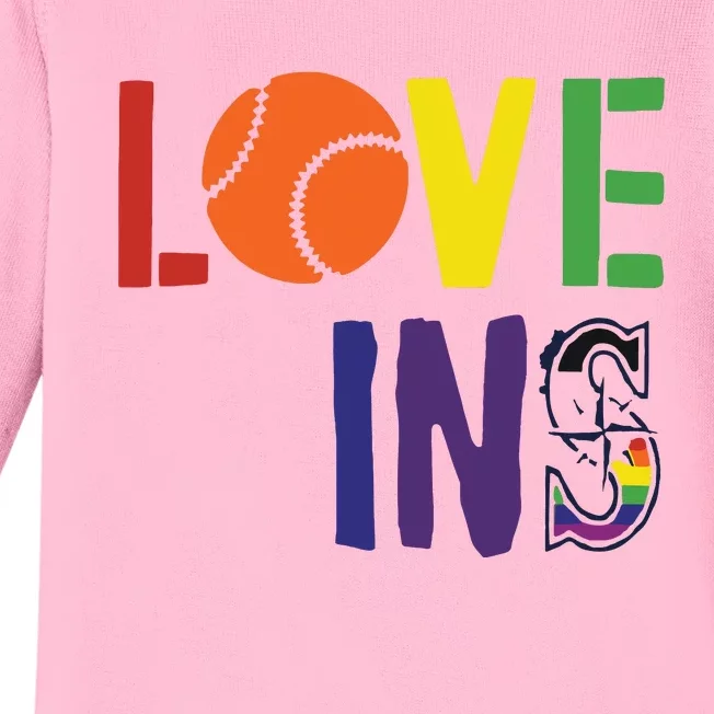 Love Wins Seattle Mariners Baby Long Sleeve Bodysuit