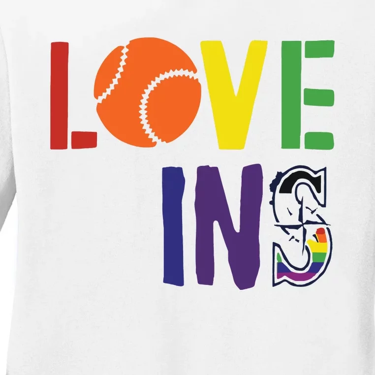 Love Wins Seattle Mariners Ladies Long Sleeve Shirt