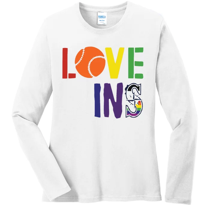 Love Wins Seattle Mariners Ladies Long Sleeve Shirt