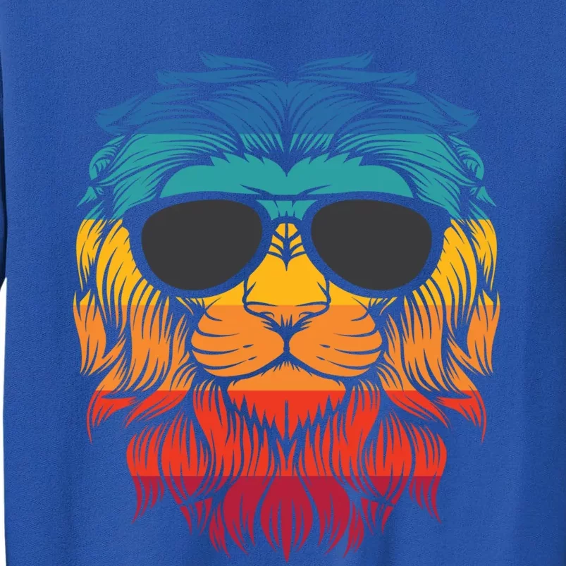 Lion With Sunglasses Retro Rainbow Pride Furry Graphic Gift Sweatshirt